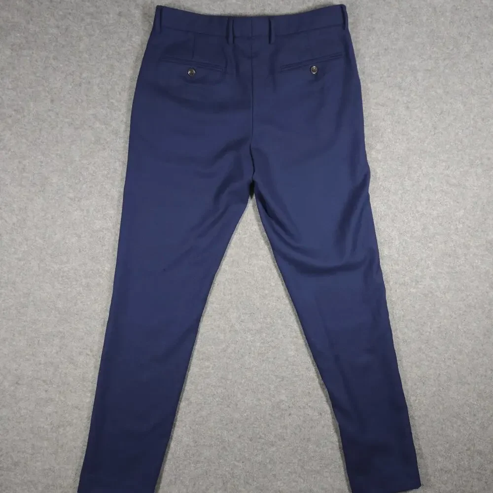 J Crew Bowery Slim Fit Pants Mens Blue 100% Wool 34x32 Office Classic Navy